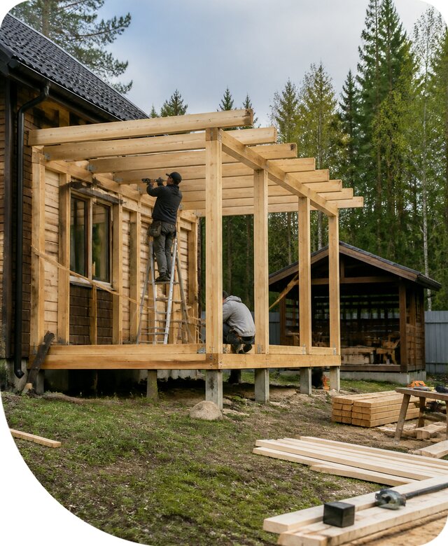Строительство пристроек и построек на участке в Барабинске