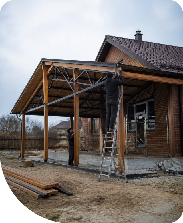 Пристройка навеса к дому и участку в Барабинске под ключ